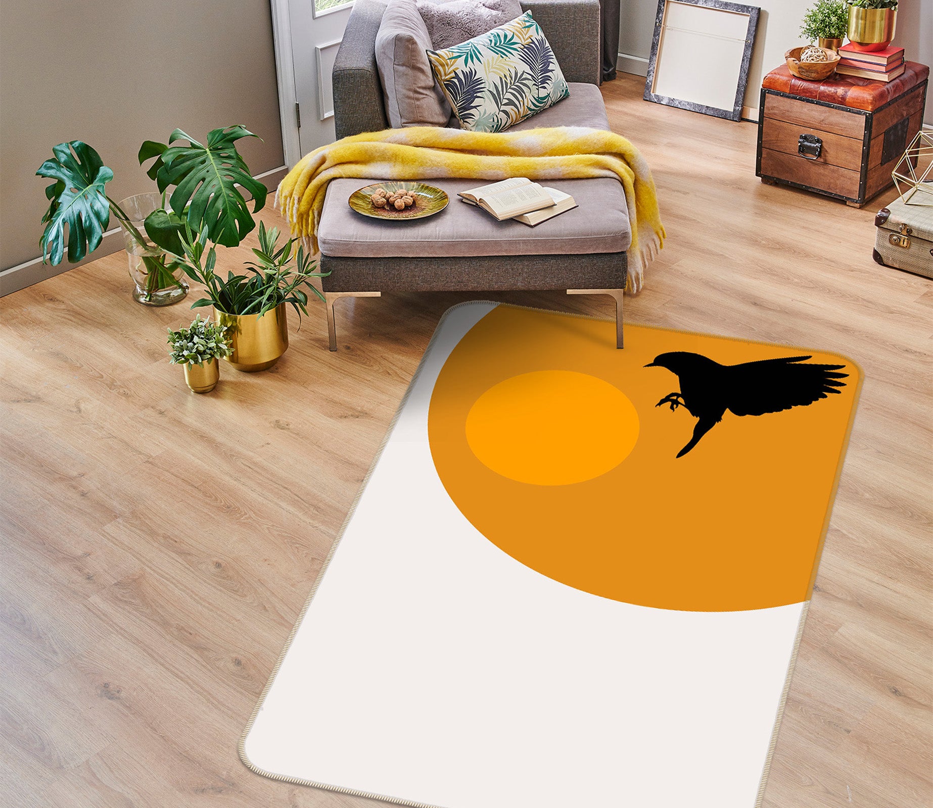 3D Moon Bird Wings 1118 Boris Draschoff Rug Non Slip Rug Mat