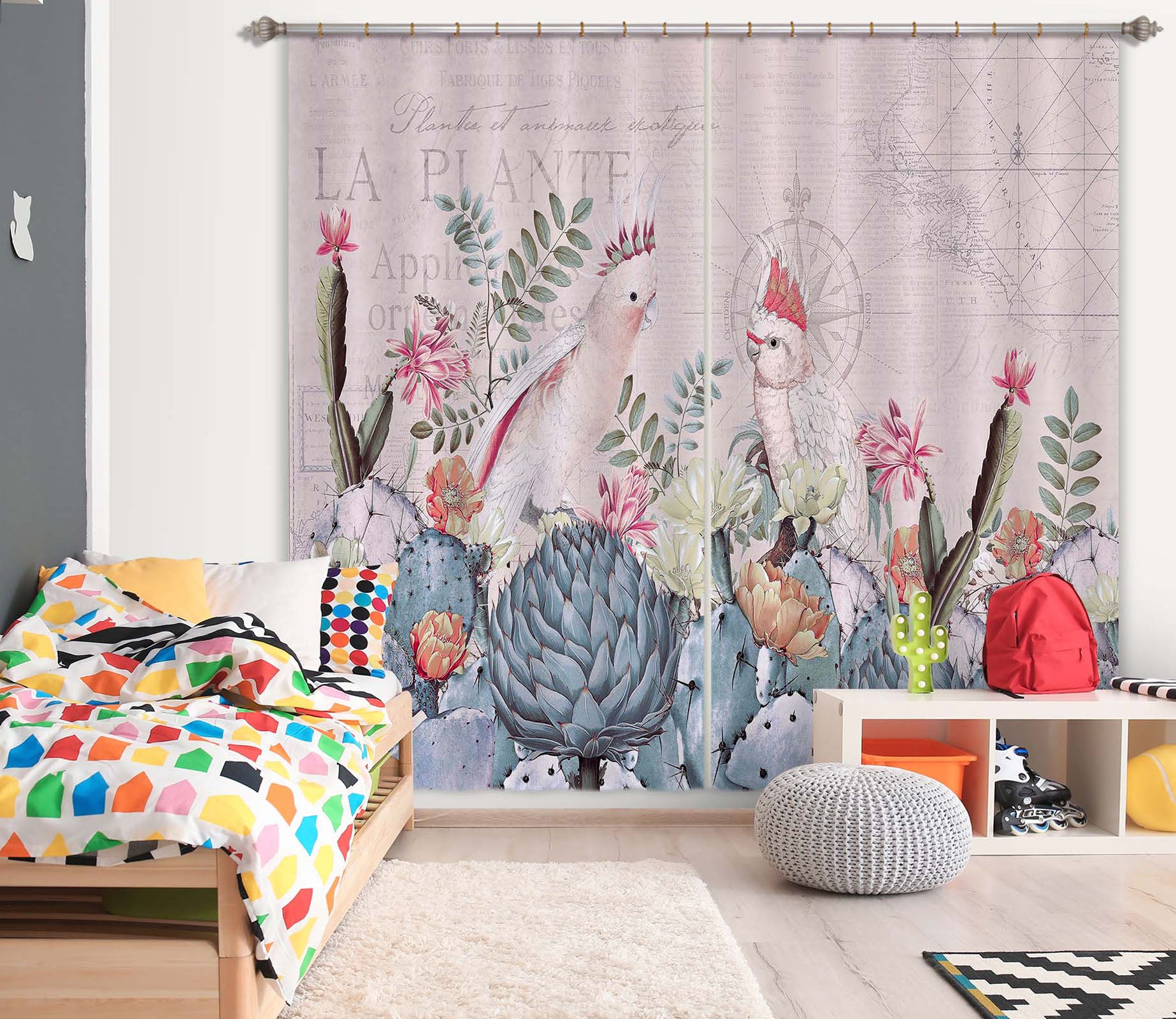 3D Flower Bird 051 Andrea haase Curtain Curtains Drapes