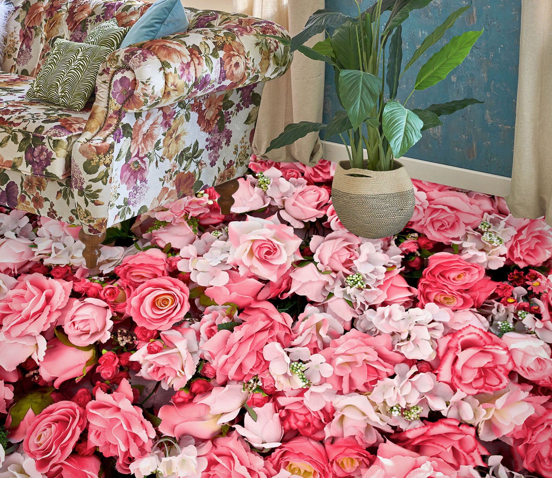 3D Noble Pink Roses 334 Floor Mural  Wallpaper Murals Rug & Mat Print Epoxy waterproof bath floor