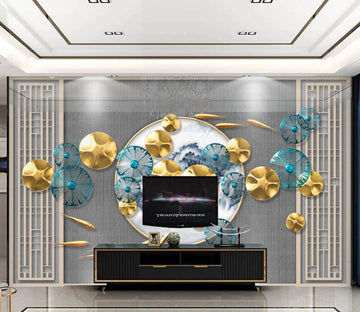 3D Two-color Lotus Leaf 304 Wall Murals