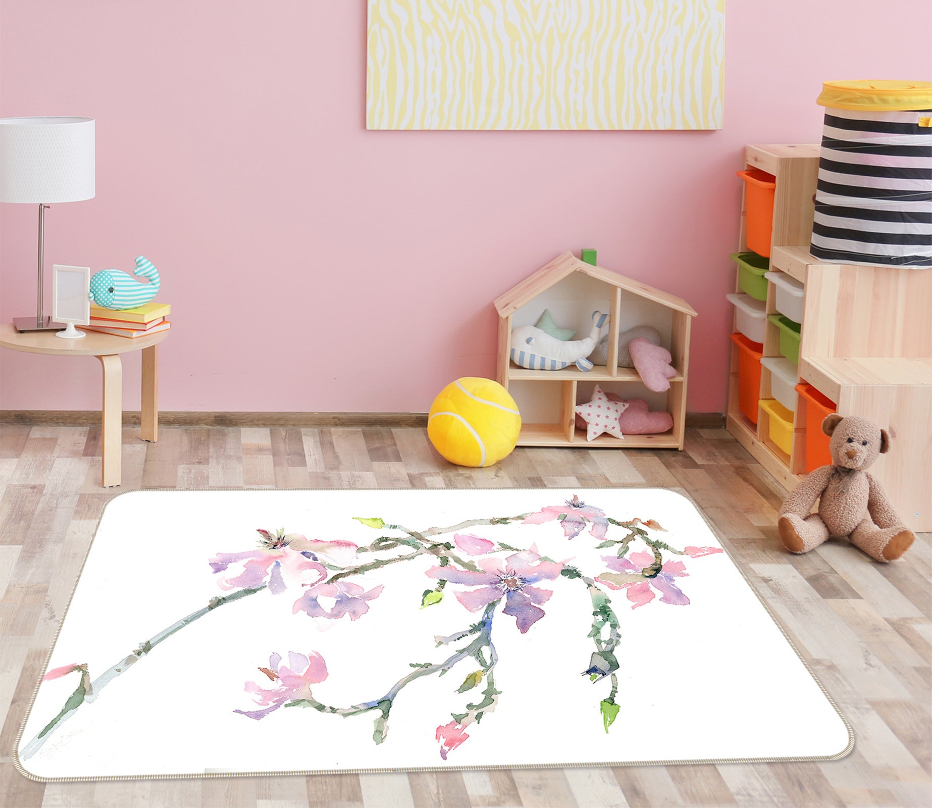 3D Peach Blossom 1006 Anne Farrall Doyle Rug Non Slip Rug Mat