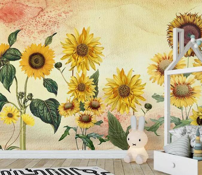 3D Sunflower 395 Wall Murals Wallpaper AJ Wallpaper 2 