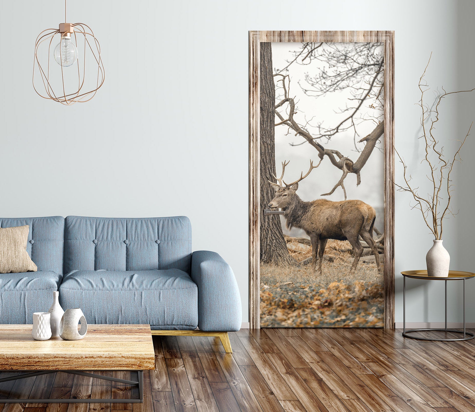3D Deer Tree Grass 106195 Assaf Frank Door Mural