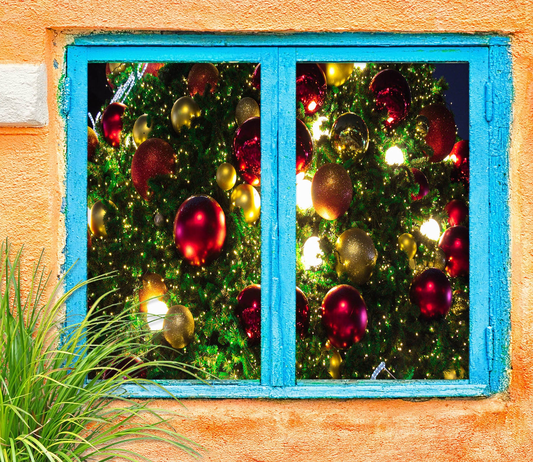 3D Golden Red Ball 30058 Christmas Window Film Print Sticker Cling Stained Glass Xmas