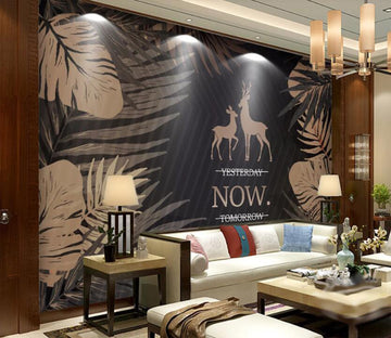 3D Light-colored Couple Deer 2504 Wall Murals