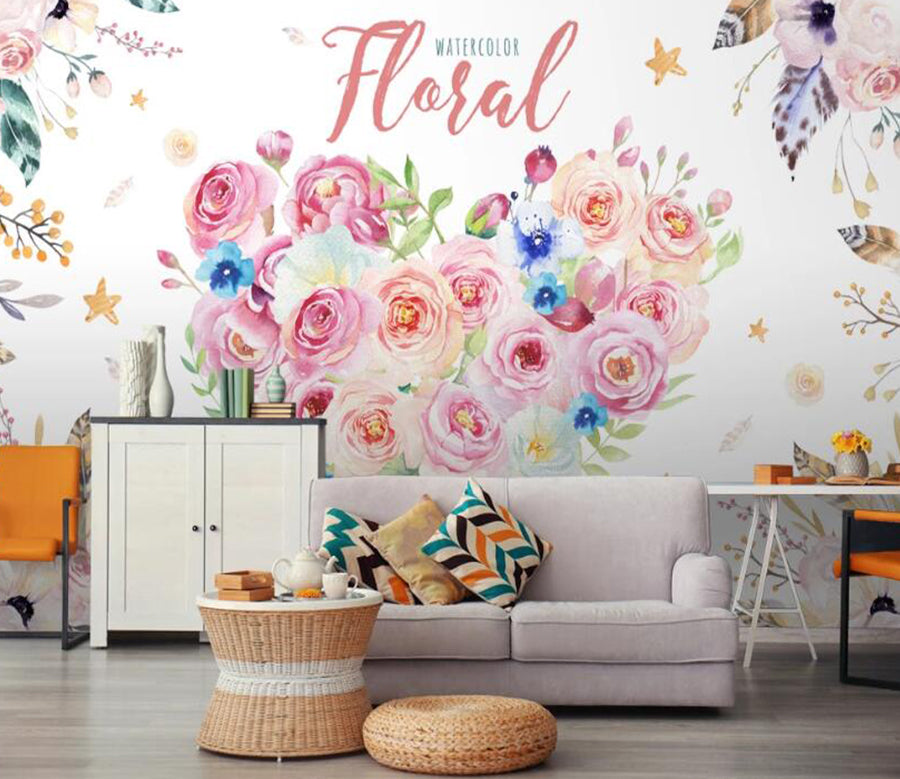 3D Cluster Flowers 615 Wall Murals