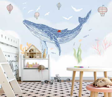 3D Blue Whale 1441 Wall Murals