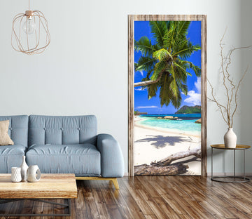 3D Beach Coconut Tree 173 Door Mural