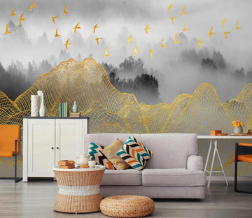 3D Golden Mountains 635 Wall Murals