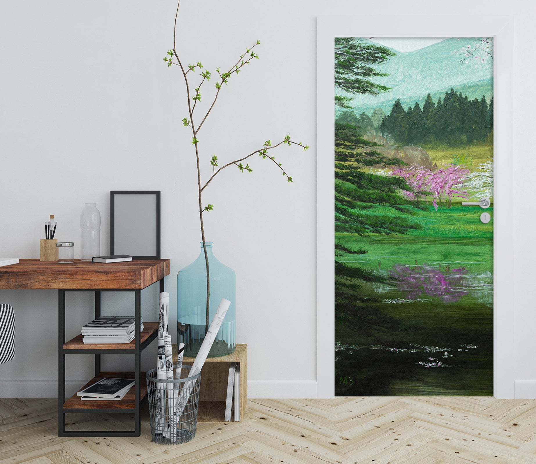 3D Lawn Trees Woods 9441 Marina Zotova Door Mural
