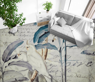 3D Leaves White Parrot 104161 Andrea Haase Floor Mural  Wallpaper Murals Self-Adhesive Removable Print Epoxy