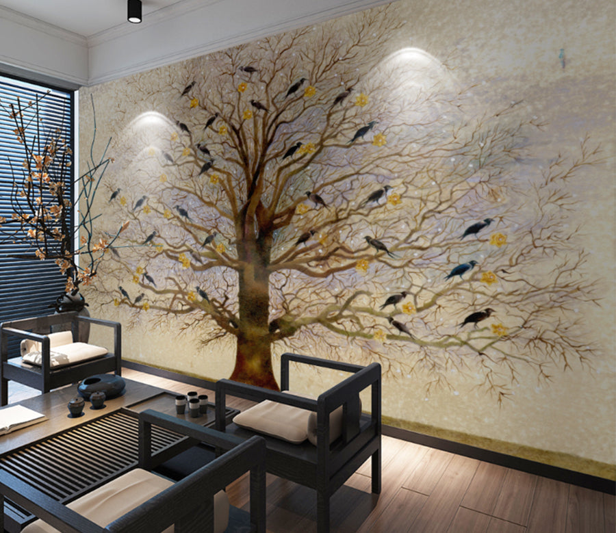 3D Dead Tree Bird 2086 Wall Murals
