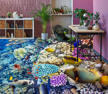 3D Light Blue Coral 708 Floor Mural  Wallpaper Murals Rug & Mat Print Epoxy waterproof bath floor