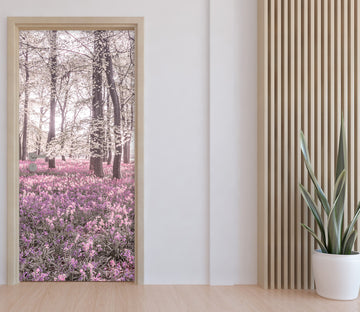 3D Meadow Woods Pink Flowers 106160 Assaf Frank Door Mural