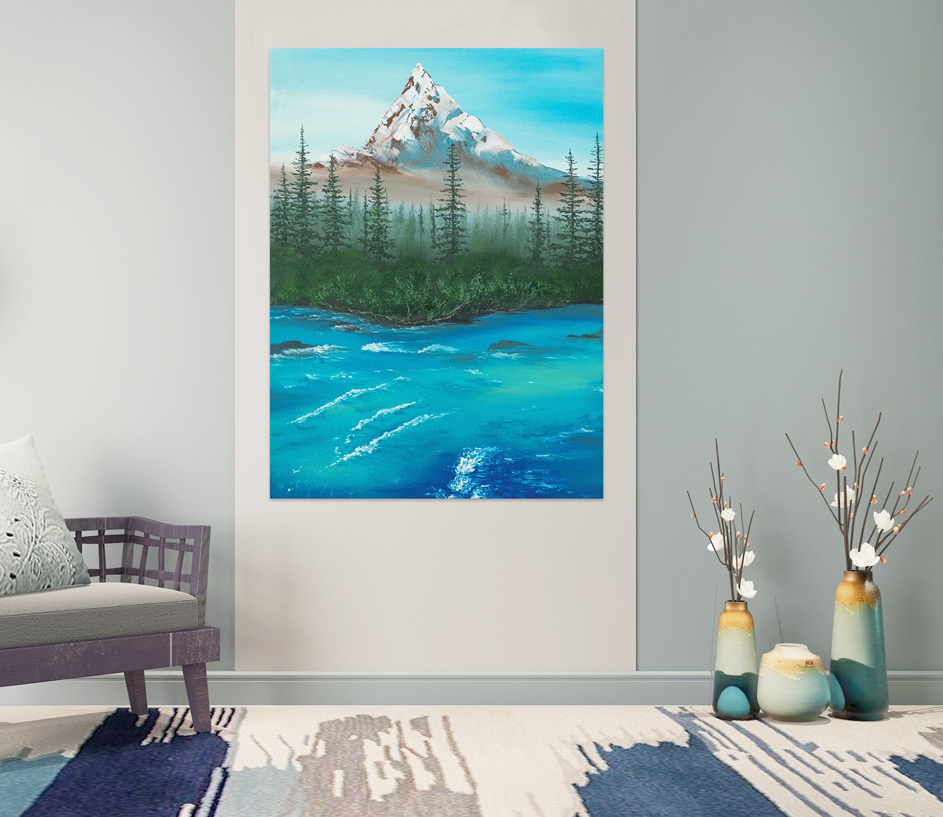 3D Snow Mountain River 1836 Marina Zotova Wall Sticker