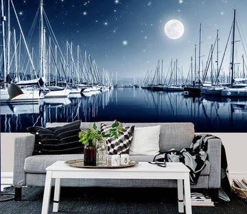 3D River Boat 2087 Wall Murals