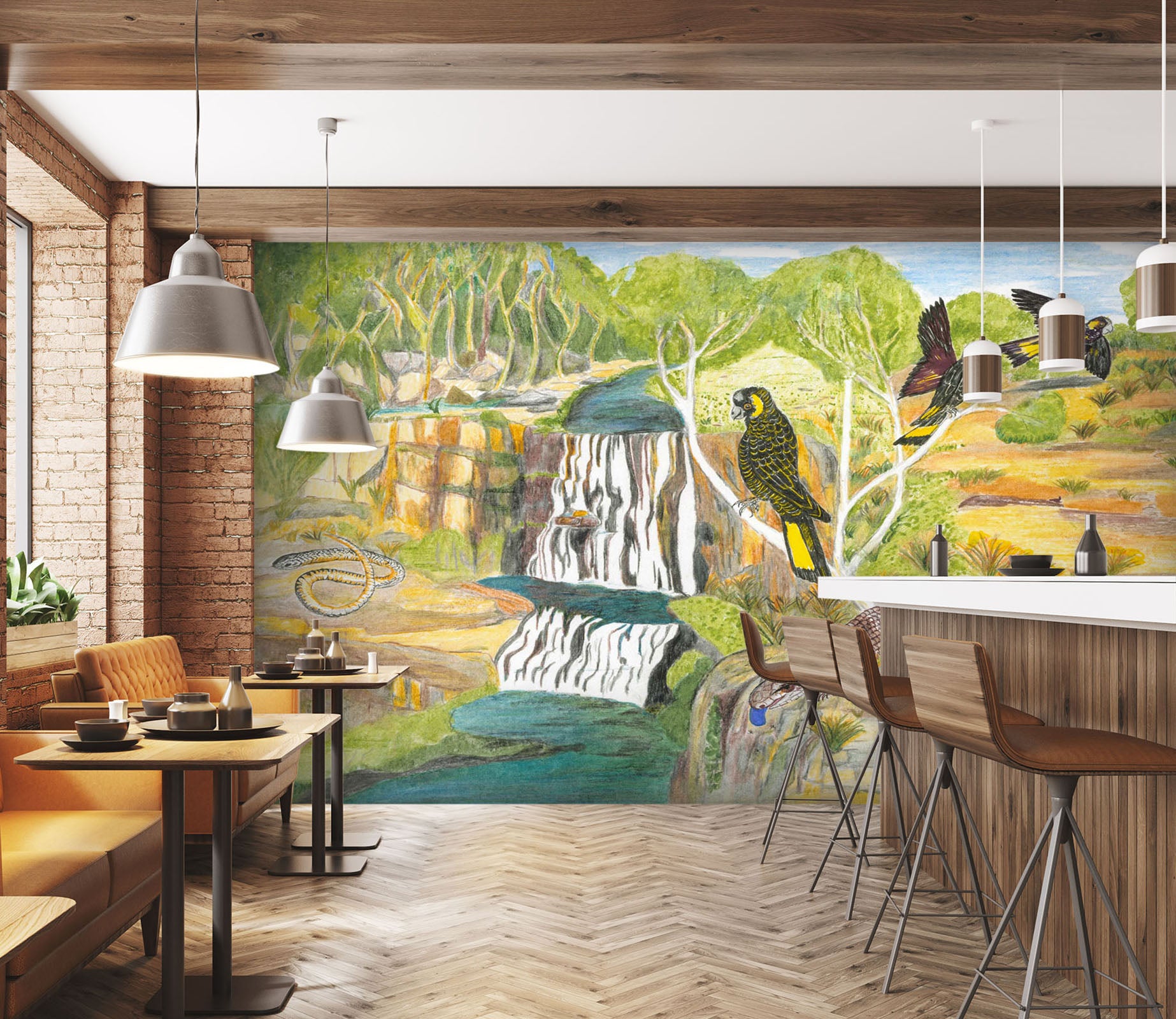 3D Forest Ostrich 1404 Michael Sewell Wall Mural Wall Murals