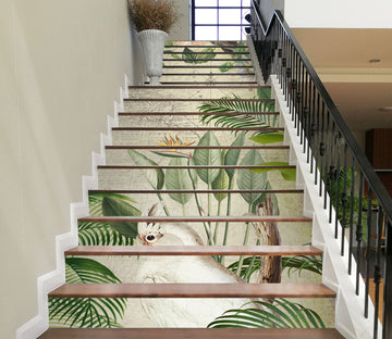 3D White Parrot Leaves 11054 Andrea Haase Stair Risers
