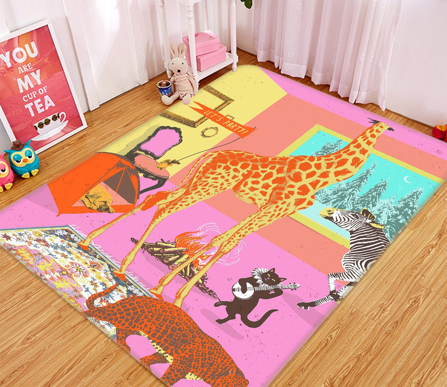 3D Animal Party 1008 Showdeer Rug Non Slip Rug Mat Mat AJ Creativity Home 
