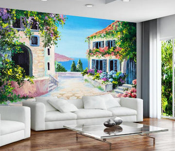 3D Flowers Seascape 362 Wall Murals