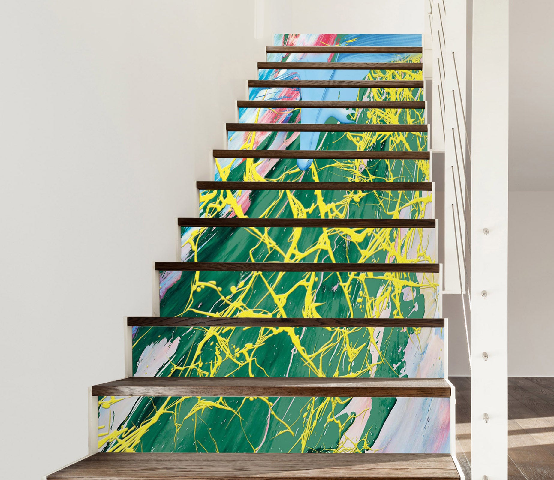 3D Fluorescent Yellow Net 593 Stair Risers