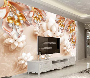 3D Golden Bead Flower WC1483 Wall Murals