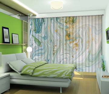 3D Green Gradient Flow 46 Curtains Drapes Curtains AJ Creativity Home 