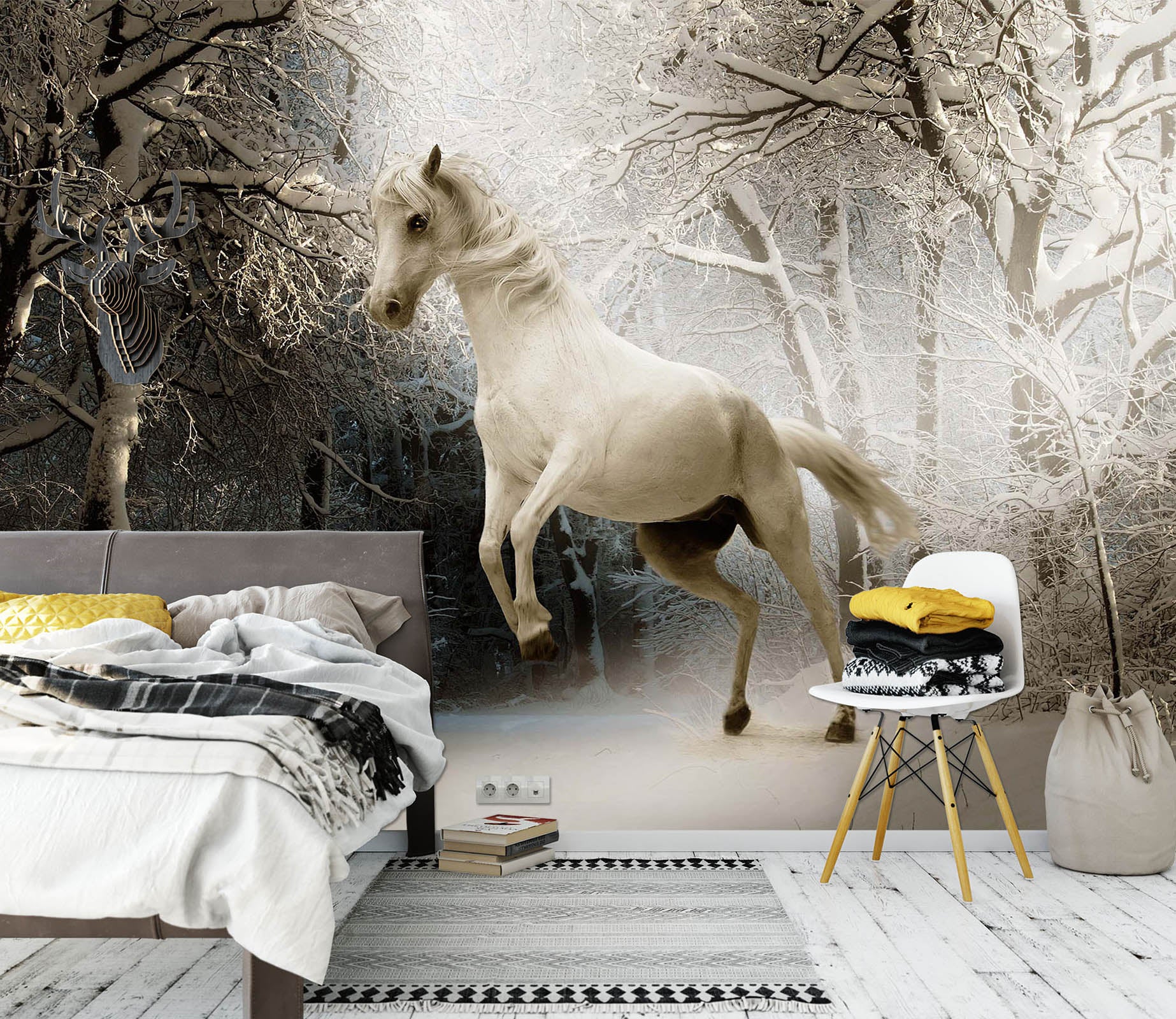 3D Snow White Horse 1747 Wall Murals