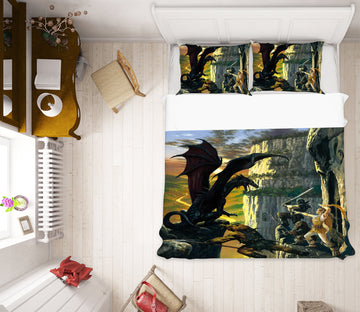 3D Rock Dragon Warrior 6200 Ciruelo Bedding Bed Pillowcases Quilt