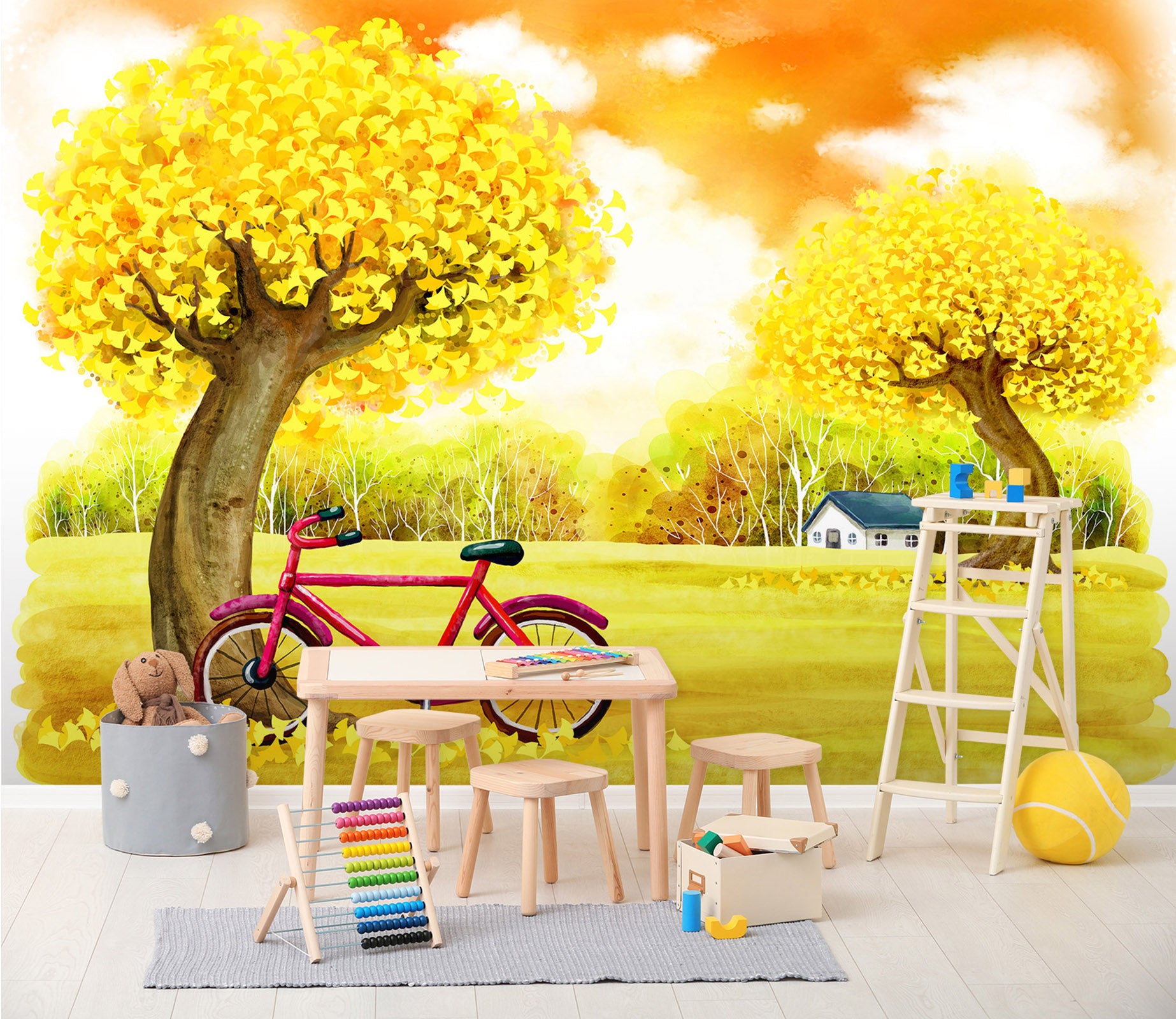 3D Cartoon Bicycle 036 Wall Murals