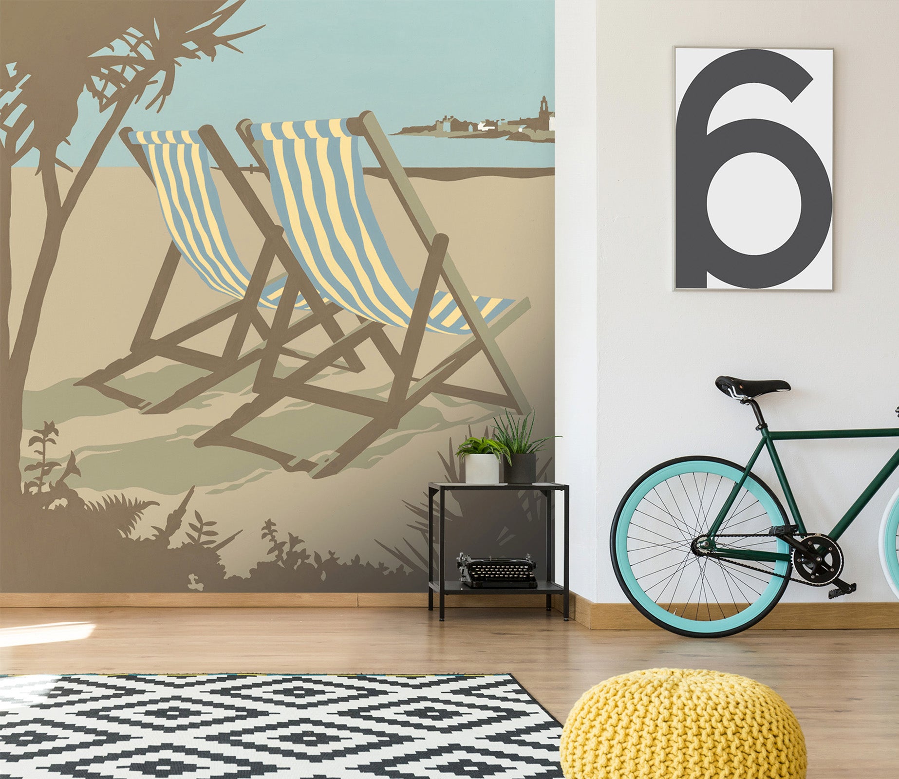 3D Swanage Deckchairs 1069 Steve Read Wall Mural Wall Murals