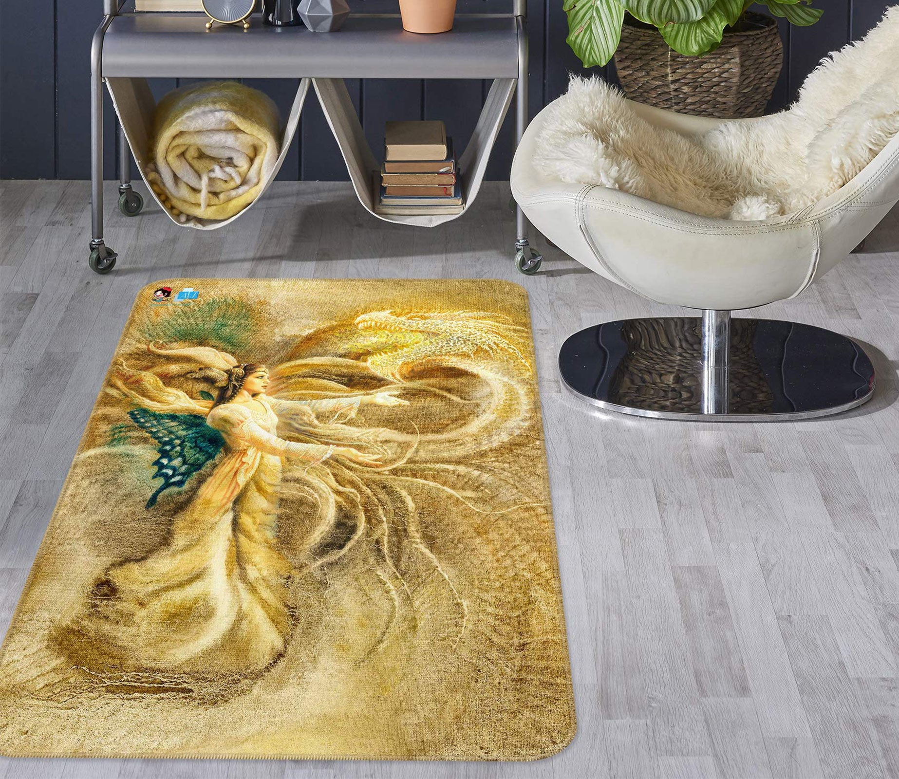 3D Butterfly Wings Golden Girl 6049 Ciruelo Rug Non Slip Rug Mat