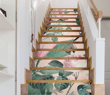 3D Pink Rose Branch 10487 Andrea Haase Stair Risers