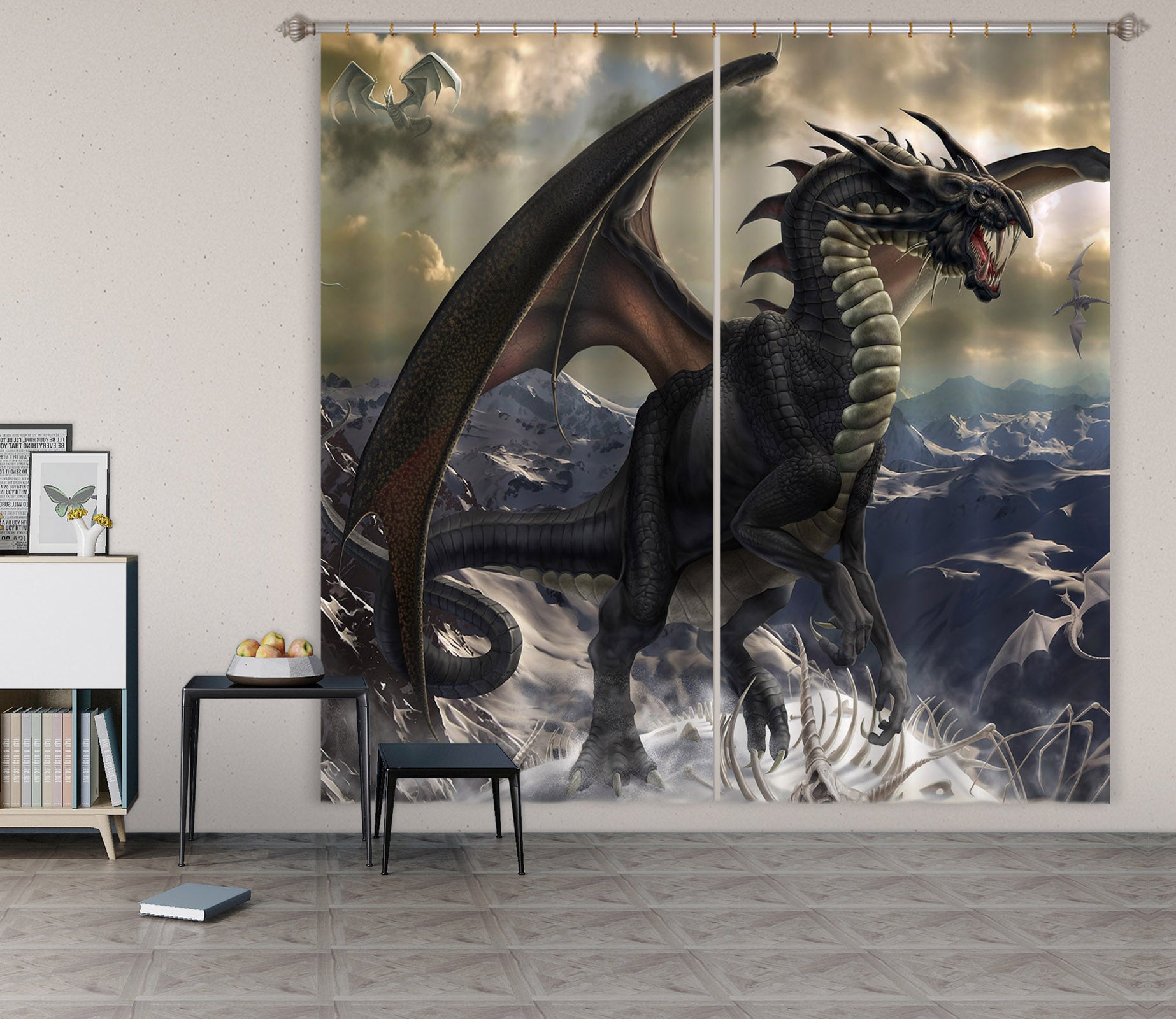 3D Big Dragon 5058 Tom Wood Curtain Curtains Drapes