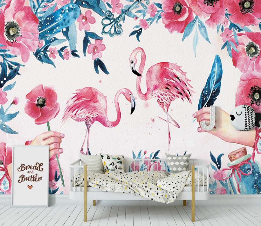 3D A Pair Of Flamingos 958 Wall Murals
