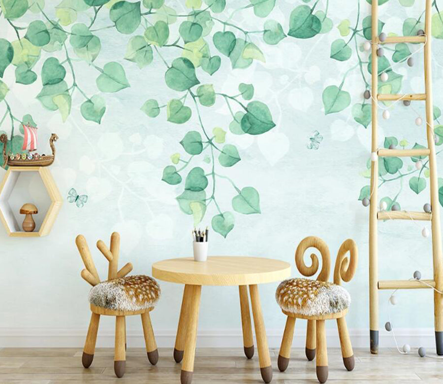 3D Little Green Leaves 1147 Wall Murals