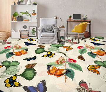 3D Colorful Butterfly Leaves 99218 Uta Naumann Floor Mural  Wallpaper Murals Self-Adhesive Removable Print Epoxy
