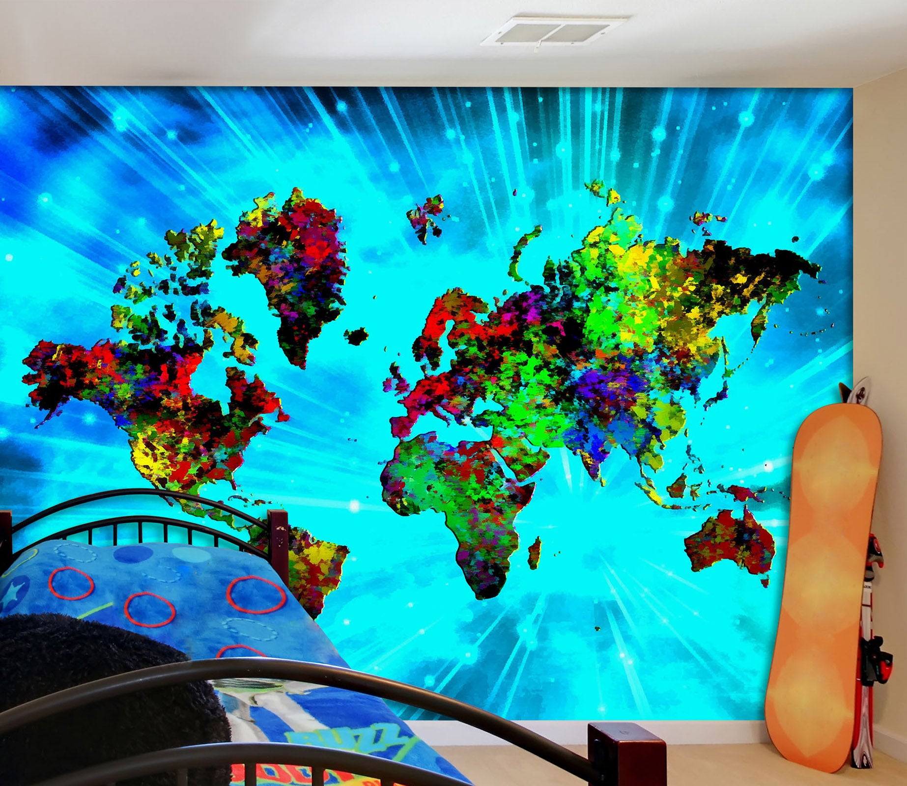 3D Color Pattern 2123 World Map Wall Murals