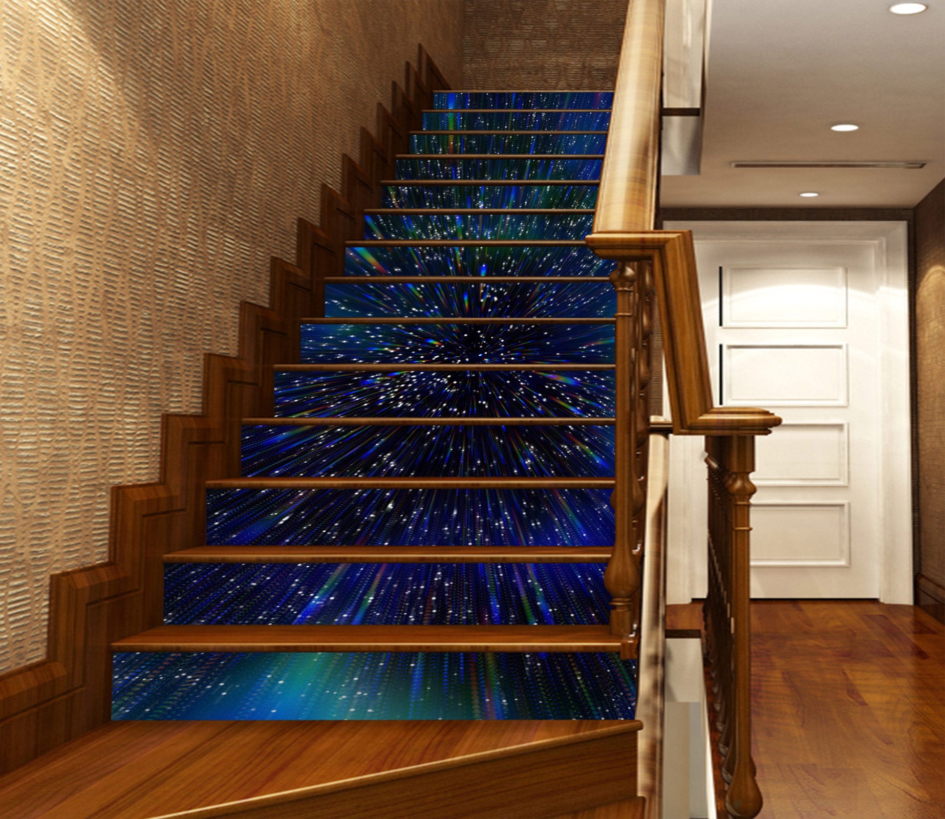 3D Dark Blue Starry Sky 270 Stair Risers