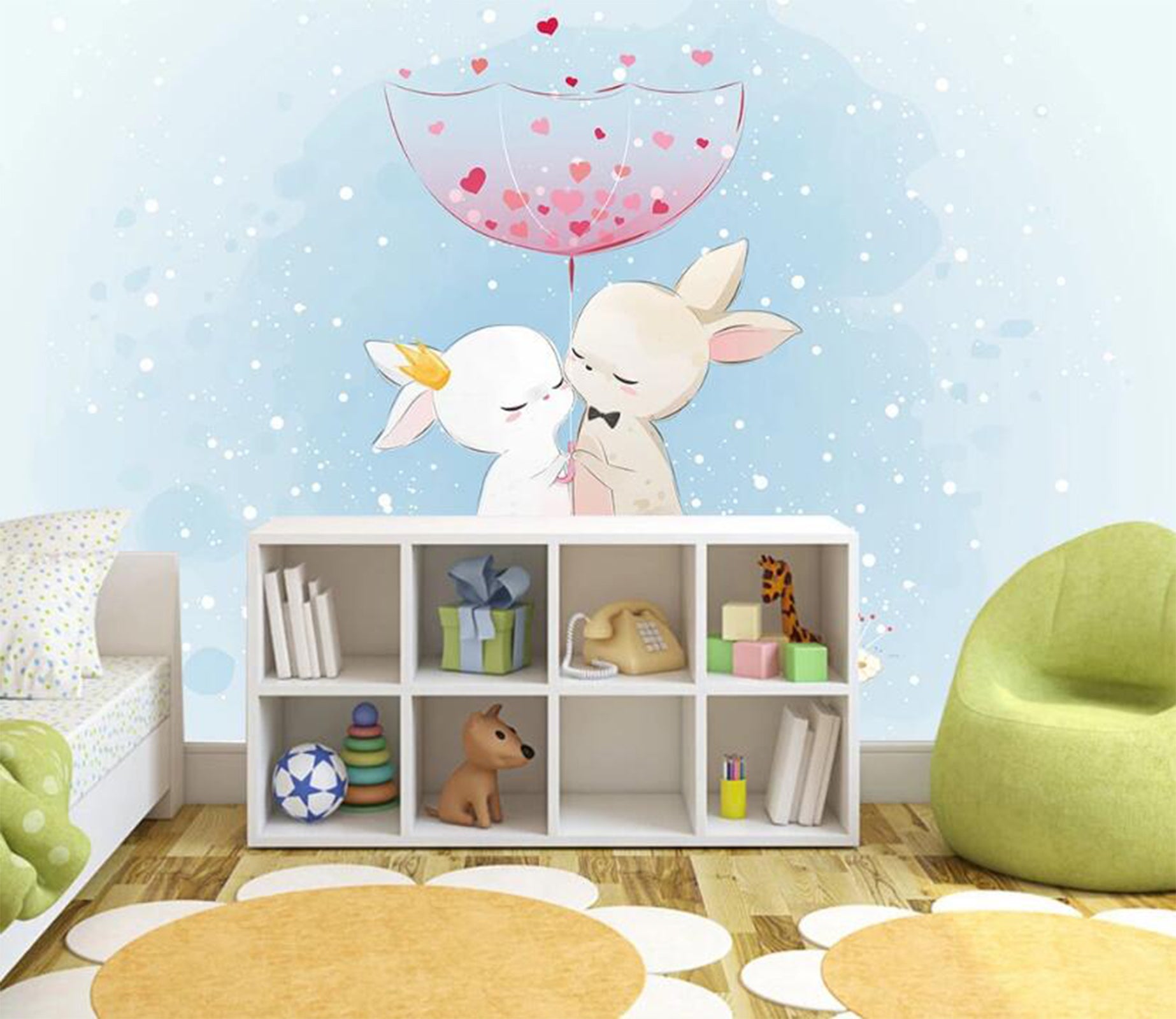 3D Love Rabbits 2289 Wall Murals
