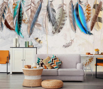 3D Colored Feathers 464 Wall Murals