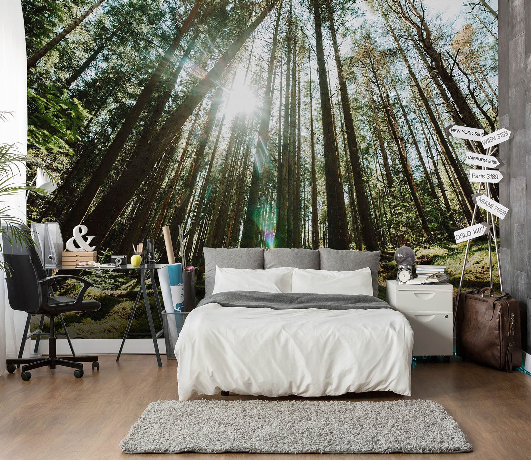 3D Forest Sunshine 107 Wall Murals