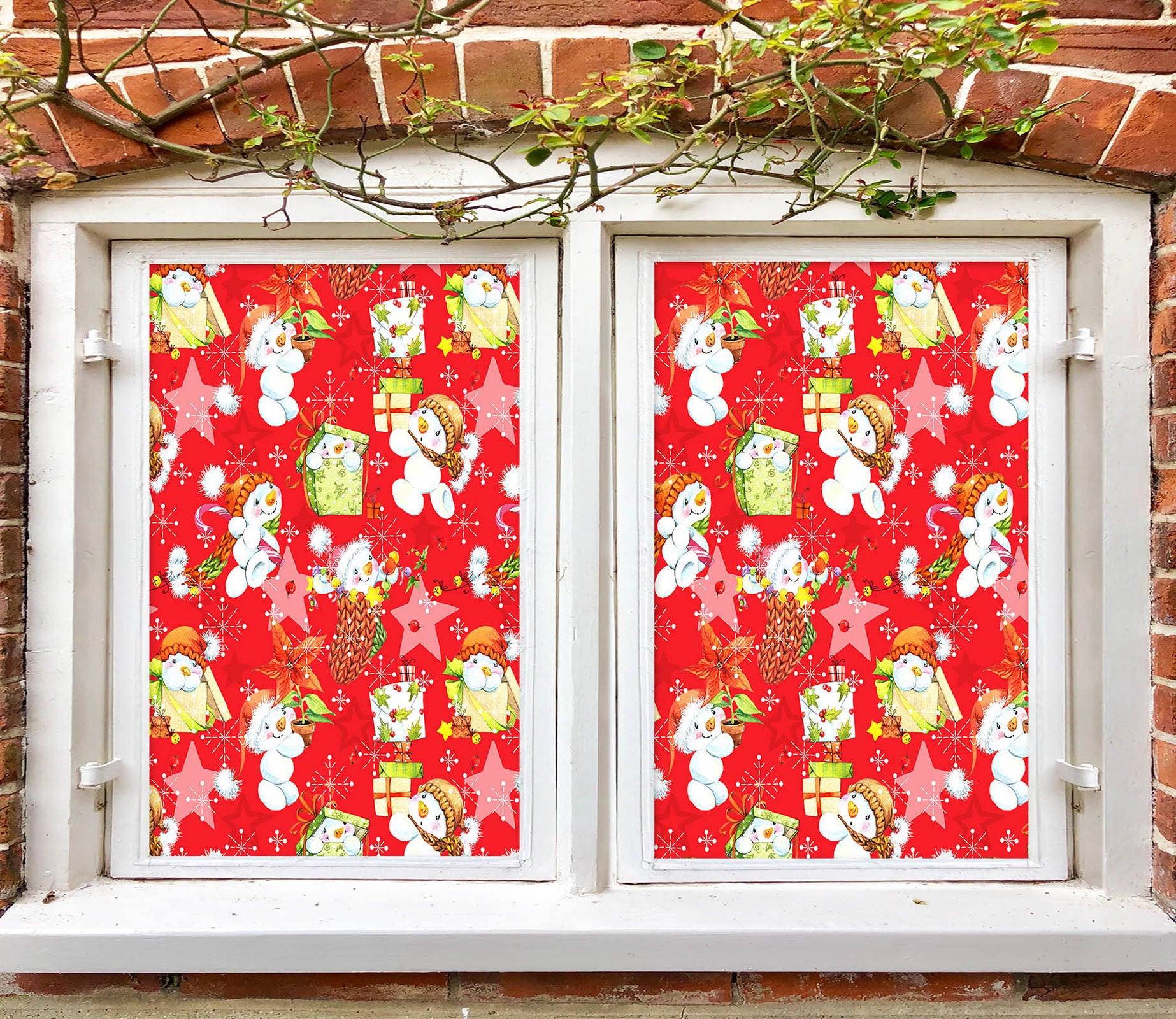 3D Snowman Pattern 30030 Christmas Window Film Print Sticker Cling Stained Glass Xmas