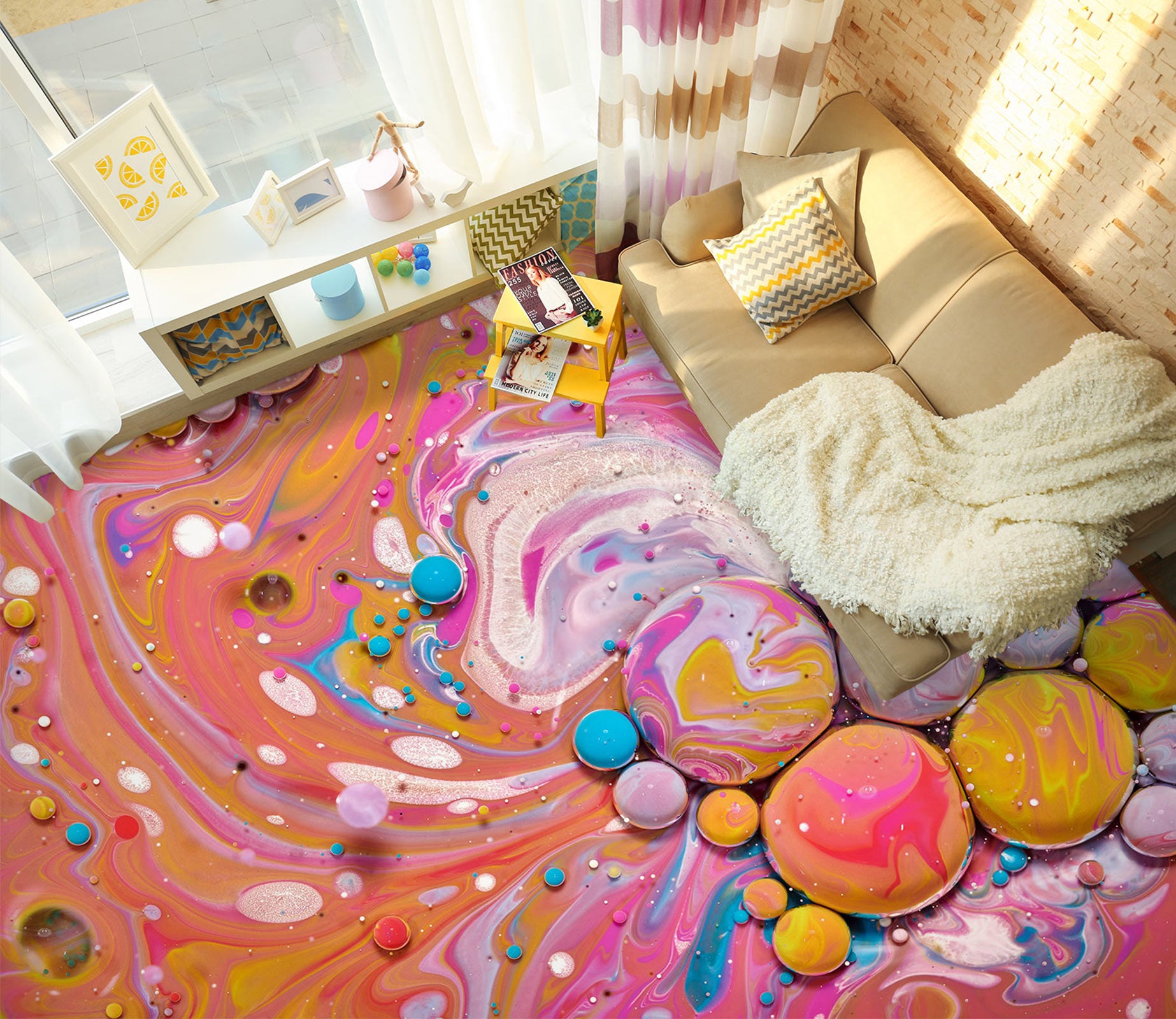 3D Sweet Paint Stones 446 Floor Mural