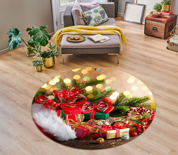 3D Gift 55226 Christmas Round Non Slip Rug Mat Xmas