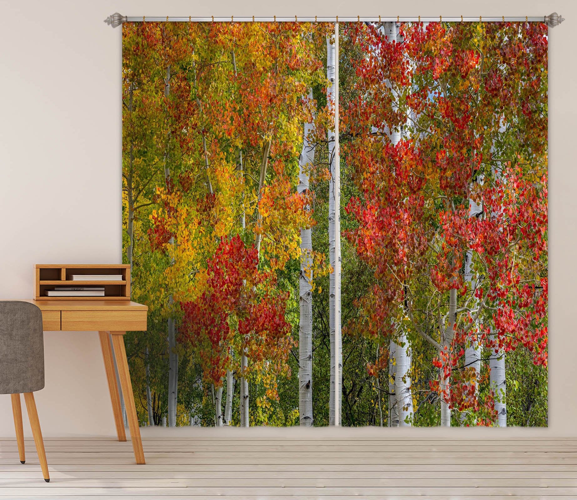 3D Autumn Leaves 062 Marco Carmassi Curtain Curtains Drapes Wallpaper AJ Wallpaper 