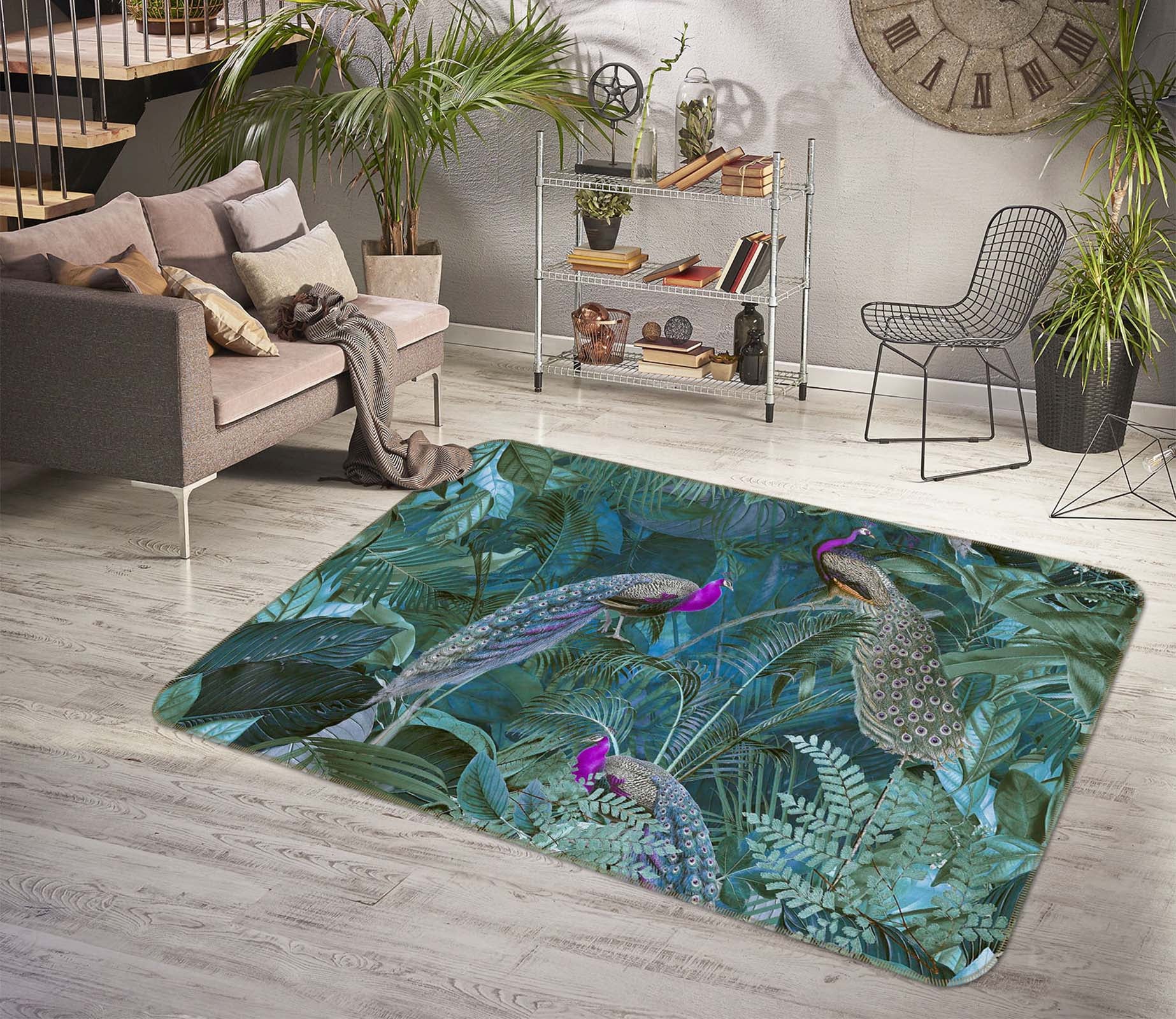 3D Peacock Forest 1008 Andrea haase Rug Non Slip Rug Mat