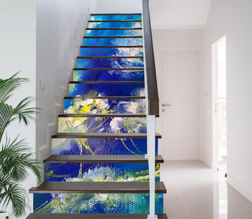 3D Blue Painted Flower 2221 Skromova Marina Stair Risers