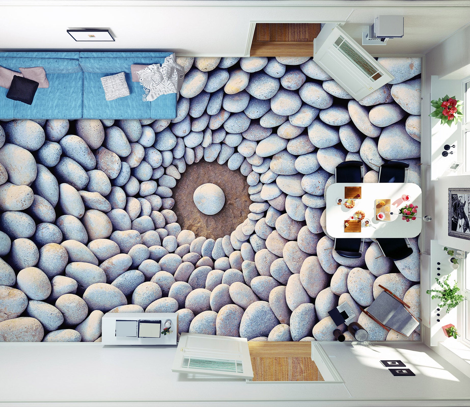 3D Fun Stone Sorting 022 Floor Mural  Wallpaper Murals Rug & Mat Print Epoxy waterproof bath floor