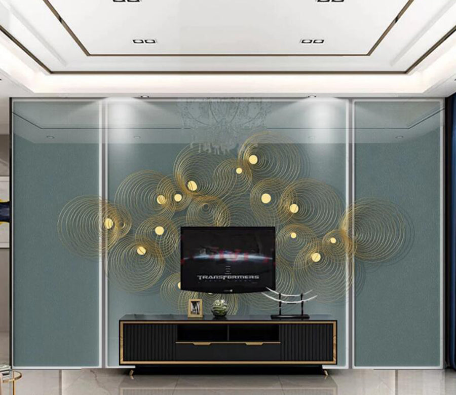 3D Gold Thread Round 215 Wall Murals